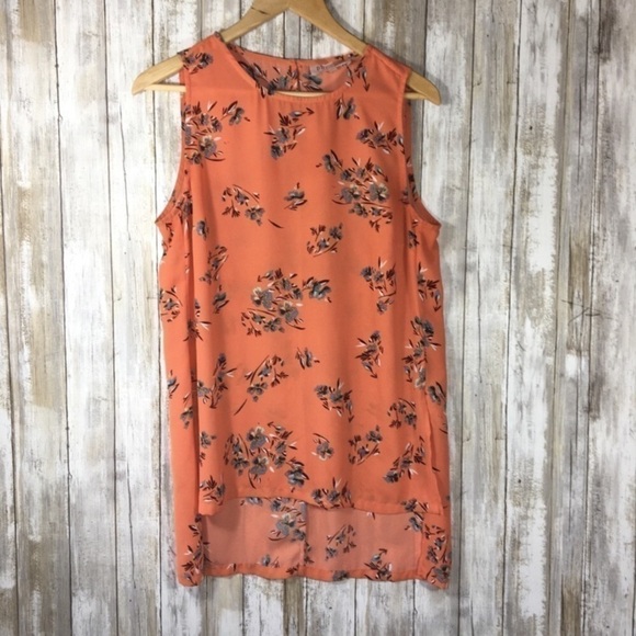 Philosophy Orange Floral Sleeveless Blouse - Picture 1 of 4